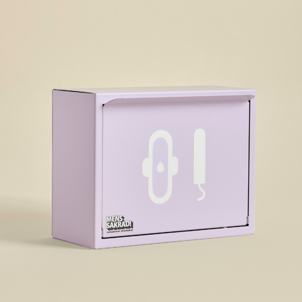 Menssäkradboxen Islila. Box för förvaring av mensskydd. Med ekologiska bindor och tamponger.