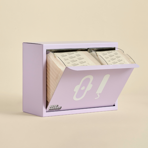 Menssäkradboxen Islila. Box för förvaring av bindor. Med ekologiska bindor.
